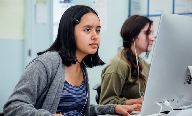 Student using Checkology