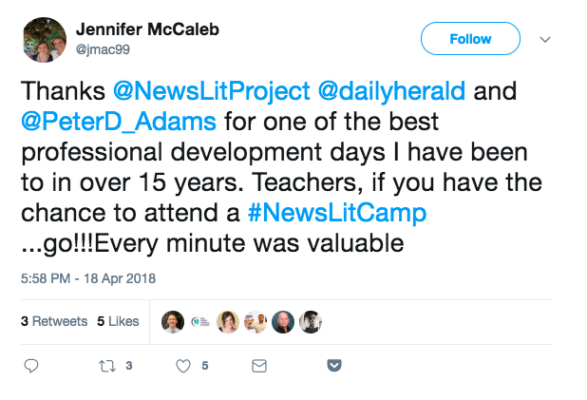 Tweet showing that NLP's professional development is a great experience