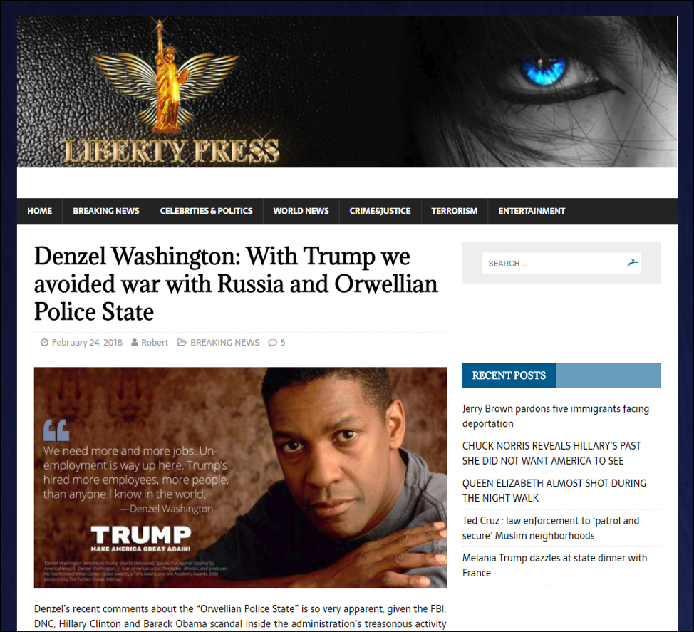 Rumor Review Denzel Washington Supports President Trump (FALSE)