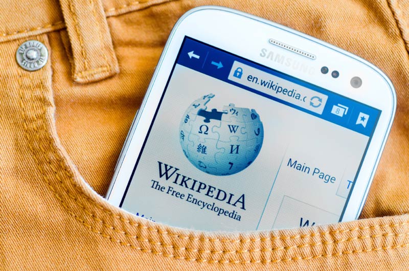 Wikipedia page open on mobile device