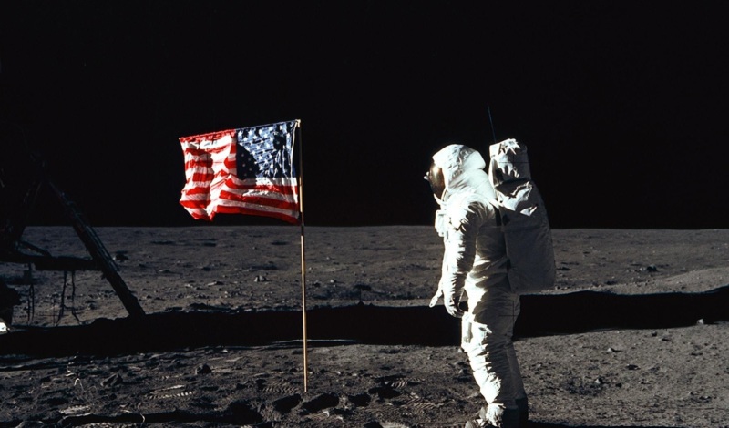 Neil Armstrong walking on the moon