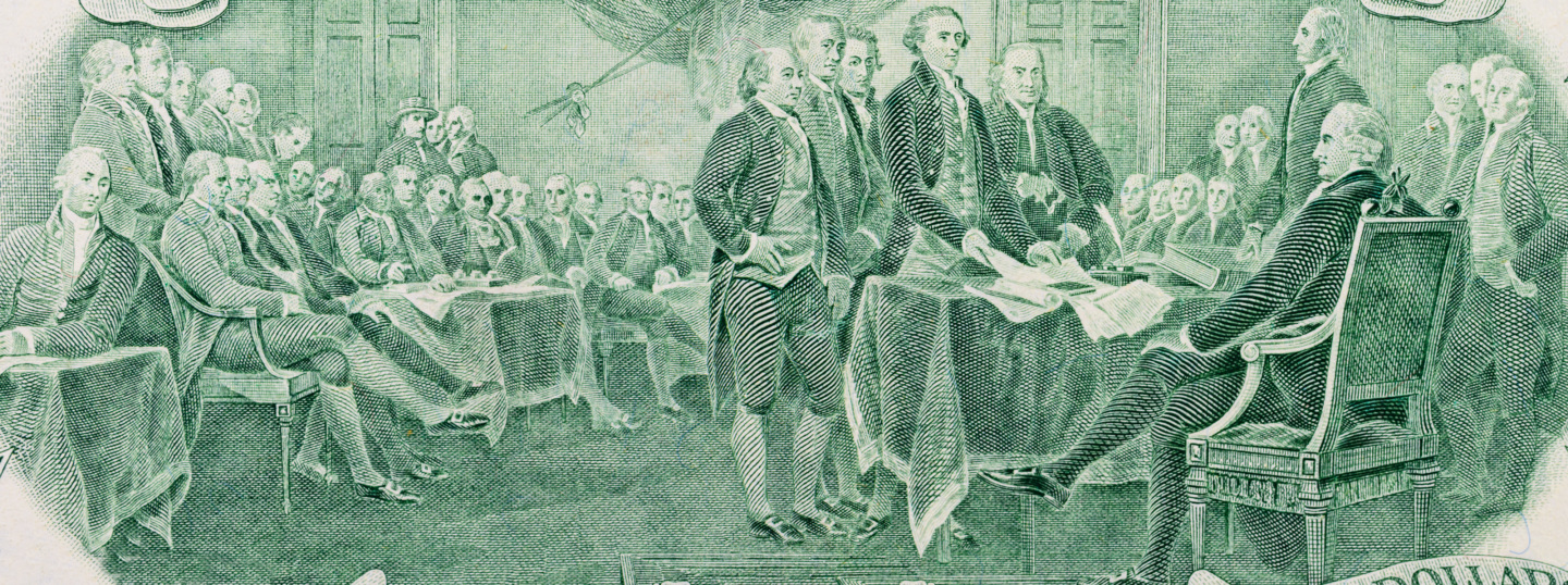 Illustration of signing of declaration of independence