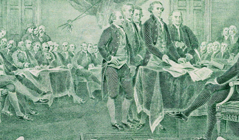 Illustration of signing of declaration of independence