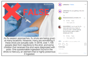 False rumor meme about flu vaccine