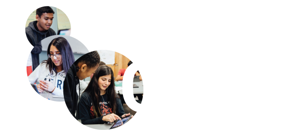 Visionary Circle logo with photos of students