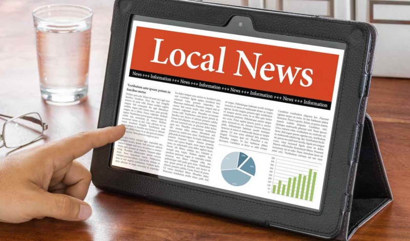 Local news site on tablet