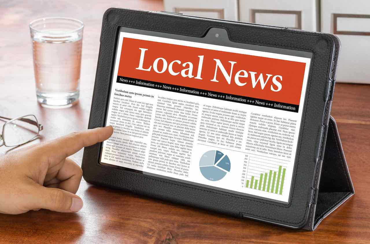 Local news site on tablet