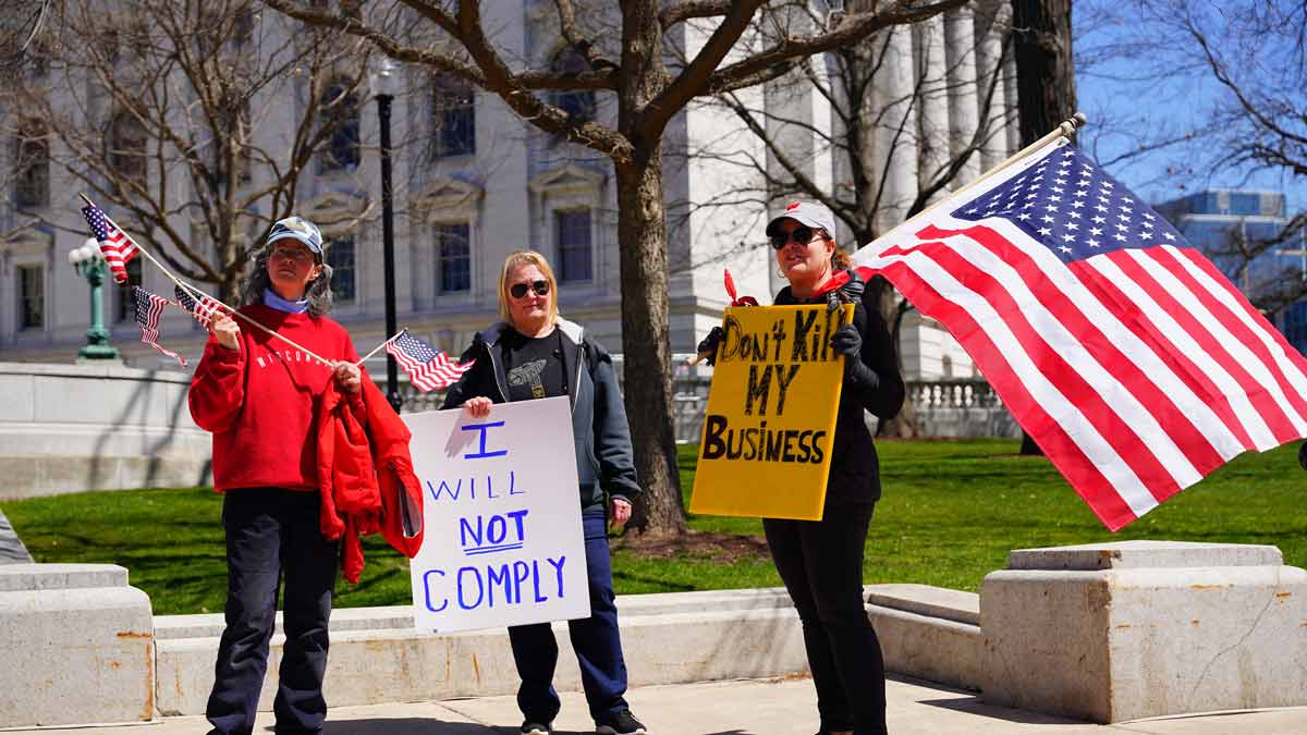Rally organized to protest Governor Tony Evers Stay at Home order during the COVID-19 pandemic