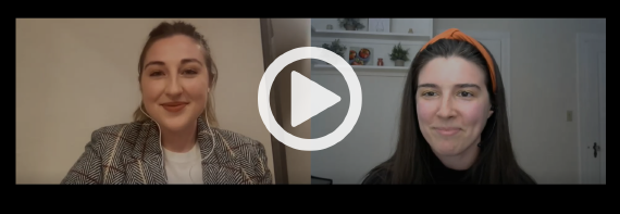 Hannah Covington of the News Literacy Project talks over Zoom with Seana Davis, a journalist with the Reuters Fact Check team, about recognizing and debunking misinformation online. A hyperlinked play button on the image leads to a video of their conversation.