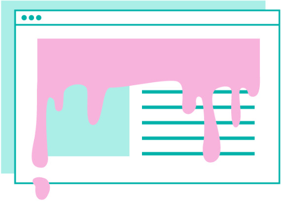 An illustration of the front page of a news site with pink goo over it to represent pink slime journalism.