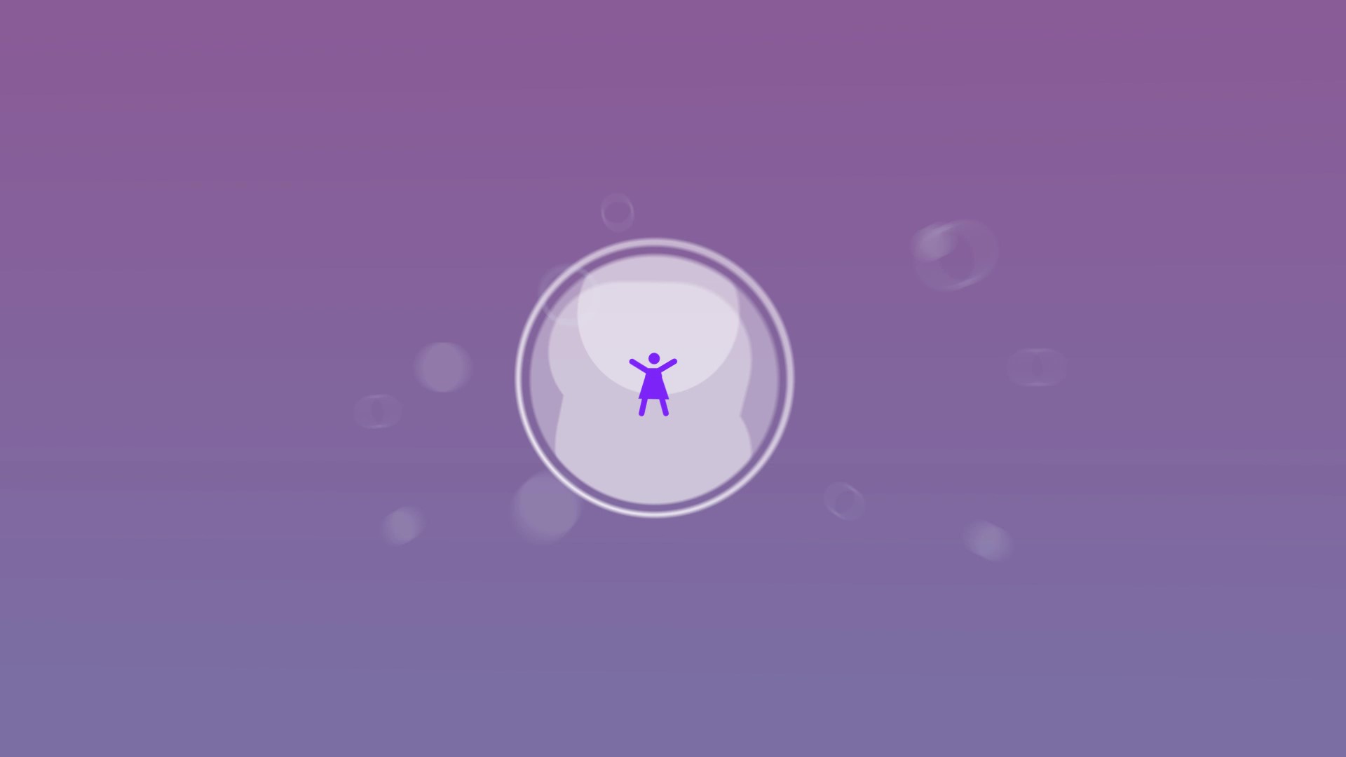 An illustration of a person standing in a lavender bubble with their arms raised.