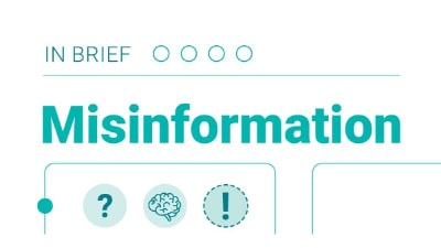 A thumbnail image of the News Literacy Project’s infographic, “In brief: Misinformation” shows three icons — a question mark, a brain, and an exclamation point.