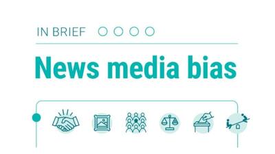  A thumbnail image of a News Literacy Project infographic called “In brief: News media bias” includes icons of a handshake, framed art, a group of nine people, a weighted scale, a ballot box and two people on a seesaw.