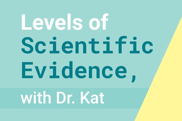 A thumbnail image says, “Levels of scientific evidence, with Dr. Kat.”