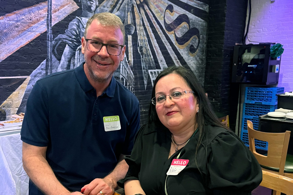 Joel Hutchinson and Josefina Miller at a News Literacy District Fellowship retreat.