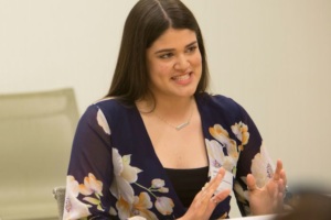 Daniella Alexander_0 - The News Literacy Project Daniella Alexander, a senior at Wakefield High School in Arlington, Va., addresses guests at the VIP breakfast.