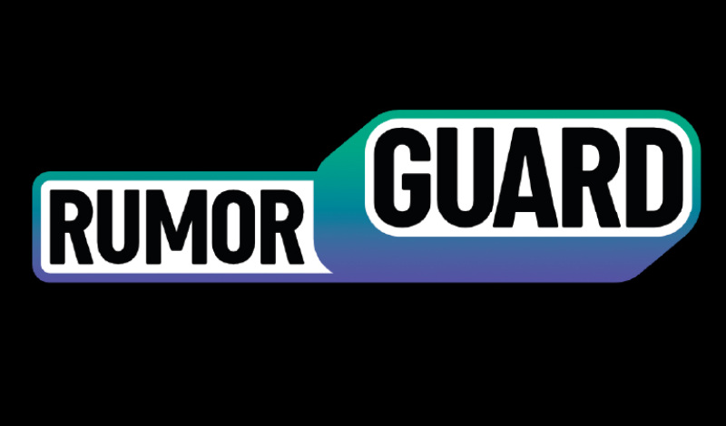 RumorGuard logo on black background