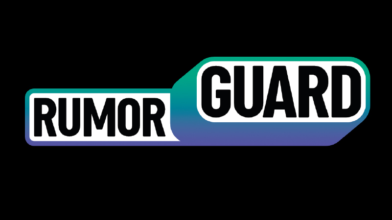 RumorGuard logo on black background