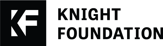 Knight Foundation logo: black square with white'KF' monogram beside the dark text 'KNIGHT FOUNDATION'.